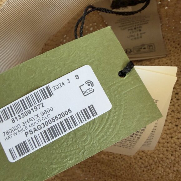 NWT GUCCI Monogram Embellished Raffia Hat Sz S - Picture 9 of 10